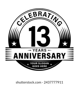 13 years anniversary celebration design template. 13th logo vector illustrations.