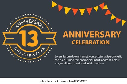 13 years anniversary celebration logo vector template design illustration