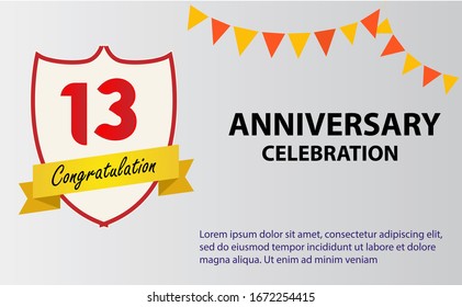 13 years anniversary celebration logo vector template design