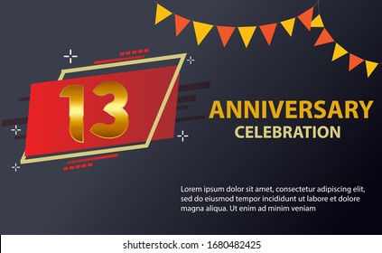 13 years anniversary celebration logo vector template design