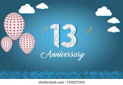 13 years anniversary celebration logo vector template design illustration