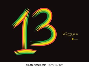 13 years anniversary celebration logotype colorful line vector, 13th birthday logo, 13 number design, Banner template, logo number elements for invitation card, poster, t-shirt.