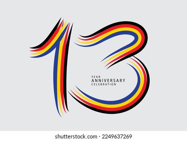 13 years anniversary celebration logotype colorful line vector, 13th birthday logo, 13 number, Banner template, vector design template elements for invitation card and poster. number design vector