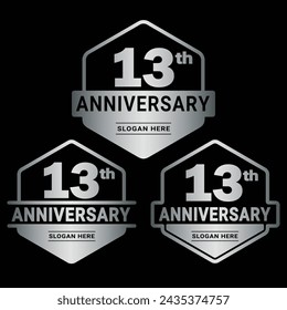 13 years anniversary celebration logotype. 13th anniversary logo collection. Set of anniversary design template. Vector and illustration.