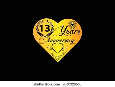 13 years anniversary celebration with love logo and icon design