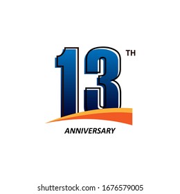 13 Years Anniversary Celebration Template Design. Vector Eps 10