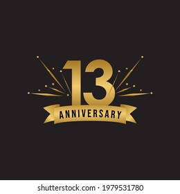 13 years anniversary celebration template for social media post, flyer, banner, poster, greeting cards, or print. Vector Eps10