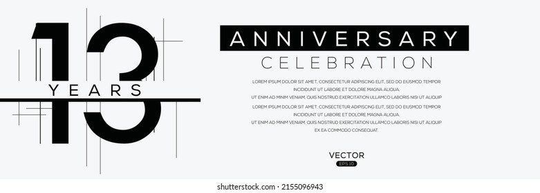 13 years anniversary celebration template, Vector illustration.