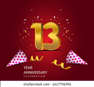 13 Years Anniversary Celebration Vector Template Design Illustration