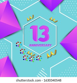 13 Years Anniversary Celebration Vector Template Design Illustration