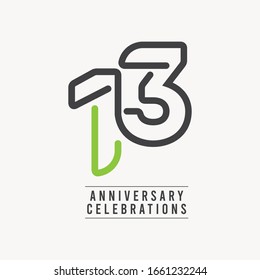 13 Years Anniversary Celebration Vector Template Design Illustration