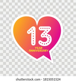 13 Years Anniversary Celebration Vector Template Design Illustration