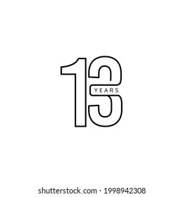 13-jährige Jubiläumsfeier - Vektor Template Design Illustration
