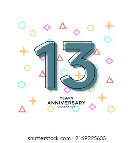 Ilustración de diseño de plantillas vectoriales de celebración de 13 años