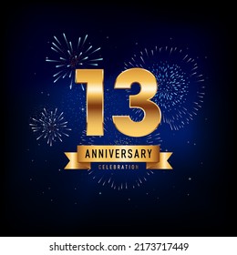 13 Years Anniversary Celebration, Vector Design Illustration Template
