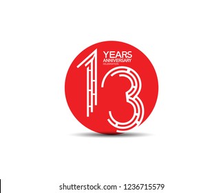 13 years anniversary design with labyrinth style inside red circle for celebration 