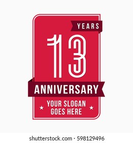 13 years anniversary design template. Vector and illustration.