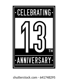 13 years anniversary design template. Vector and illustration.