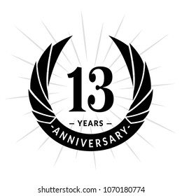 13 years anniversary. Elegant anniversary design. 13 years logo.