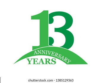 13 years anniversary, flat simple design, logo