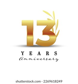 13 Years anniversary gold logo template design