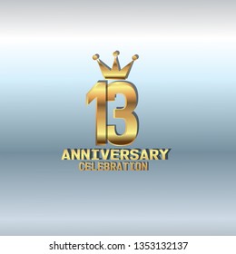 13 years Anniversary golden font and crown  with silver background. simple design with golden number and golden text with silver background. My all design can see in my port