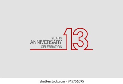 13 years anniversary linked logotype with red color isolated on white background for company celebration event