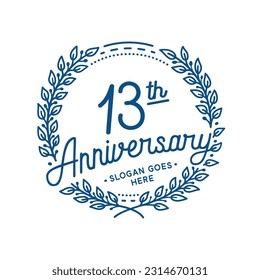 13 years anniversary logo collection. 13th years anniversary celebration hand drawn logotype. Vector and illustration