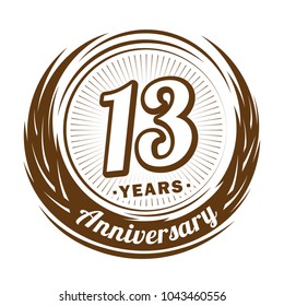 13 years anniversary. Anniversary logo design. 13 years logo.