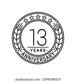 13 Jahre Jubiläum Logo-Vorlage. 13. Linie Kunstvektor und Illustration.