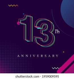13 years anniversary logo, vector design birthday celebration with colorful geometric background and circles shape.