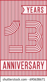 13 years anniversary logo. Vector and illustration. Line art anniversary design template.
