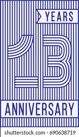 13 years anniversary logo. Vector and illustration. Line art anniversary design template.
