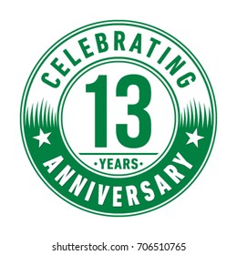 13 years anniversary logo. Vector and illustration.