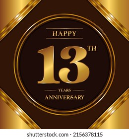 13 Years Anniversary logotype. Anniversary celebration template design for booklet, leaflet, magazine, brochure poster, banner, web, invitation or greeting card. Vector illustrations.