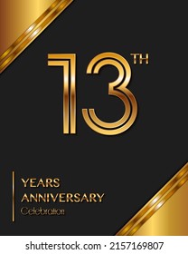 13 Years Anniversary logotype. Anniversary celebration template design for booklet, leaflet, magazine, brochure poster, banner, web, invitation or greeting card. Vector illustrations.