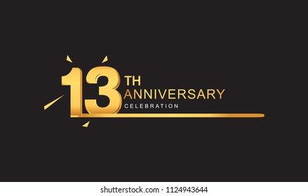 13 years anniversary logotype with single line golden and golden confetti for anniversary celebration
