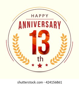13 Years Anniversary with Low Poly Design and Laurel Ornaments