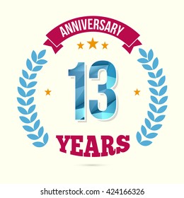 13 Years Anniversary with Low Poly Design and Laurel Ornaments