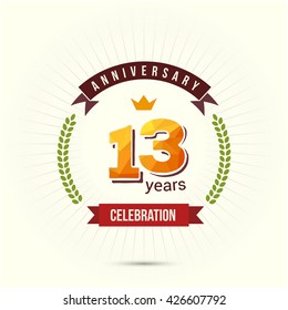 13 Years Anniversary with Low Poly Design and Laurel Ornaments