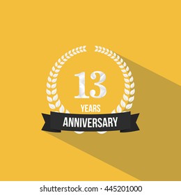 13 Years Anniversary with Low Poly Design and Laurel Ornaments
