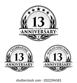 13 years anniversary set. 13th celebration logo collection. Vector and illustration. 
