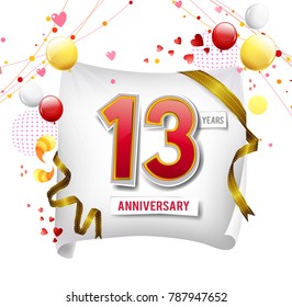 13 Years Anniversary Vector Illustration Banner Stock Vector (Royalty ...