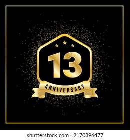 13 Years Anniversary Vector Tempalate for Greeting Card, Poster, Banner, or Print. VEctor Eps10