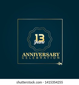 13 years birthday celebration logo. golden 13th anniversary logo.designed for celebration card, greeting card and invitation card. 