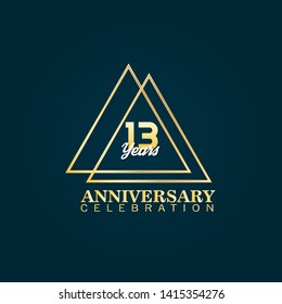 13 years birthday celebration logo. golden 13th anniversary logo.designed for celebration card, greeting card and invitation card. 
