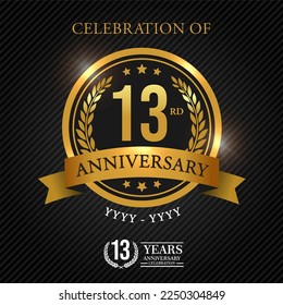 13 years celebration anniversary logo vector isolated on black background