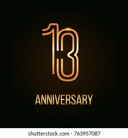 13 Years Golden Anniversary Design using multi liner number