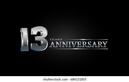 13 Years silver anniversary celebration logo, anniversary for celebration, birthday, wedding and party