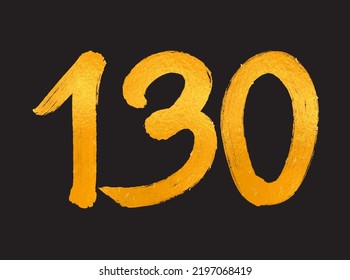 130 Number logo vector illustration, 130 Years Anniversary Celebration Vector Template,  130th birthday, Gold Lettering Numbers brush drawing hand drawn sketch, number logo design for print, t shirt